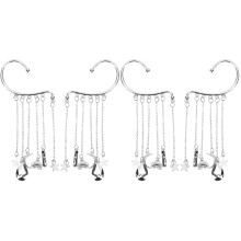 4Pièces Boucles Clip Argent Cuff Étoile Tassel Pour Femme