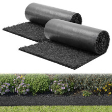 Rolo de Mulching em Borracha-Duoku-244x61 cm-Lote de 2-Tapetes de Mulching para Calçadas-Aparência Natural-Cor Preta