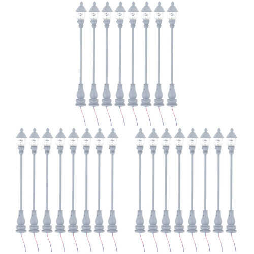 24Pièces Mini Lampadaires Gris Décor Miniature Jardin