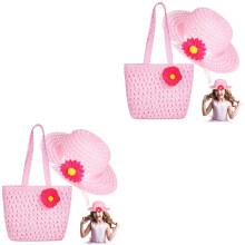 2Pièces Chapeaux D'été En Et Sac Tote Roses Pour Petites