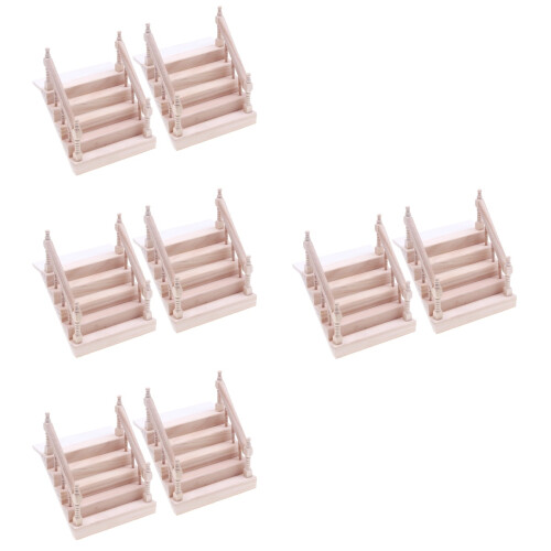 8Pièces Escalier Miniature En Bois Élégant Pour Maison De