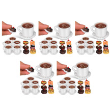 5Sets Miniatuur Taartdecoratie Keramiek Hars Sierlijke Set Multi Kleur