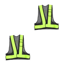 2Pièces Gilet Haute Visibilité Noir Réfléchissant Polyvalent
