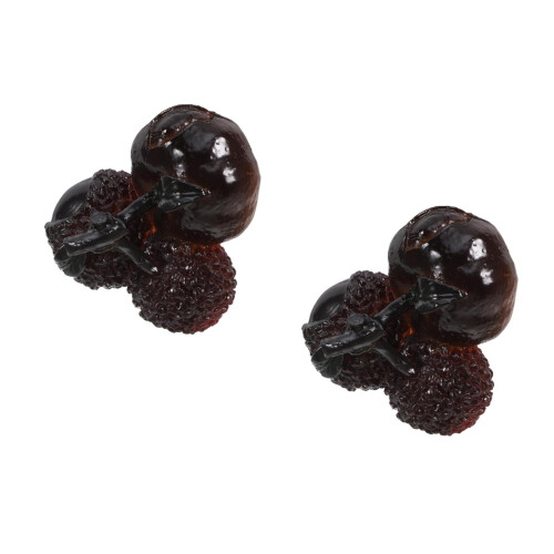 2Pièces Mini Litchi Résine Café Accessoire Décor Tea Pet