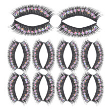 30Paires Faux Cils Décorés Glamour Pour Usage