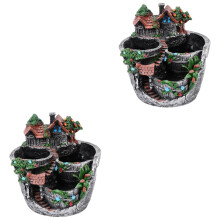 2Pièces Cache-Pot Résine Ornement