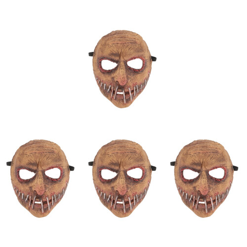 4Pièces Masques Halloween Effrayants Marron Bande Élastique