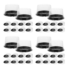 40Pièces Boîtes À Gâteaux Transparentes Noires Légères Résistantes