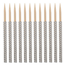 12Pièces Bâtons De Sucre En Bois Argentés Décoratifs Pour