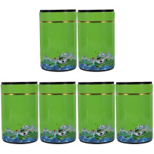 6St Groene Tinplate Theebussen Met Voor Thee En Snacks