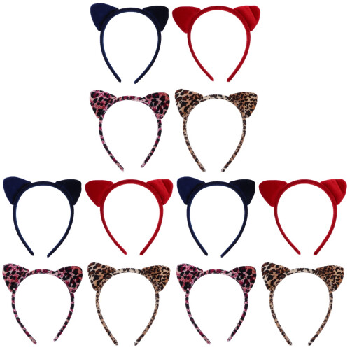 12Pièces -Tête Oreilles De Chat Noir Rouge Confortable