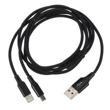 3Pièces Câble Data Chargeur USB Type-C Nylon Résistant Noir