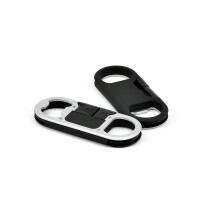 1USB-Kabel Oplaad & Data Kabel Met Sleutelhanger Flesopener Zwart