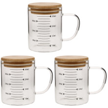 3Pièces Tasses Graduées En Verre Clair Pour Boulangerie Café
