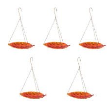 5Pièces Jardin Orange Métal Feuille Suspendue Pour Oiseaux