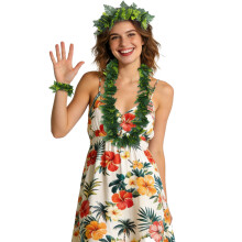 hawaïaans set met ketting, hoofdband en armband – tropisch