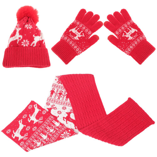 Set Kersthoed Handschoenen Sjaal Vrouwen