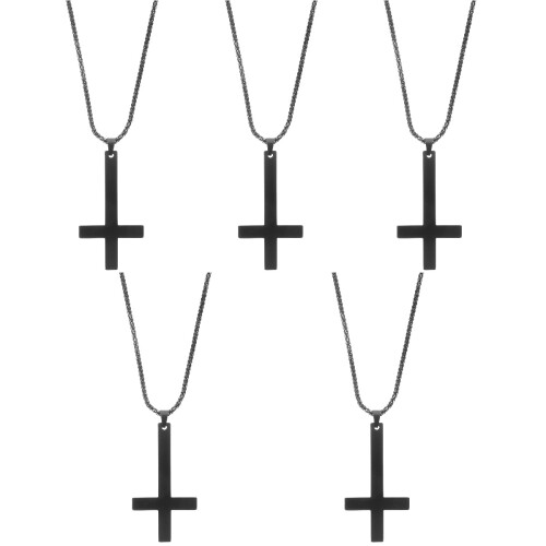 5Pièces Colliers Croix Mode En Acier Noir Durable Et Stylé
