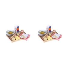 2Pièces Figurines Mini Maison 1:12 Œufs Pain Lait Meuble Sans Odeur