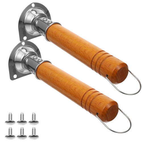 2Pièces En Bois Acier Pour Poêle Marmite Marron
