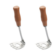2Pièces - En Acier Inoxydable 304 Manche Bois Argenté