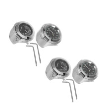 4Pièces Horloges Aluminium Noires Avec Thermomètres Étanches