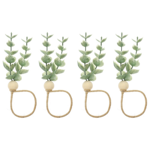 4Pièces Anneaux De Serviette Verts Pour Décor De Table