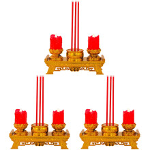 3Pièces Bougeoirs Chinois Rouges Lumière Décor
