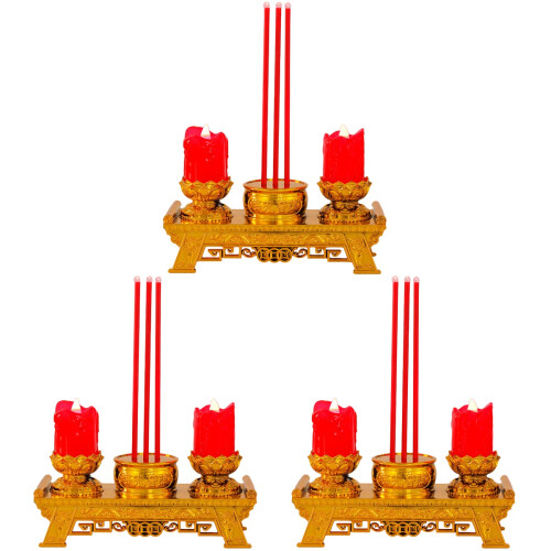 3Pièces Bougeoirs Chinois Rouges Lumière Décor
