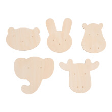 5Pièces Décorations En Bois Animaux Beige Pour Bébé