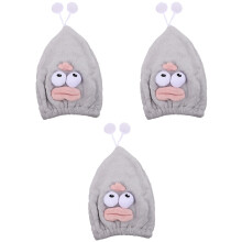 3Pièces Capuche Sèche- Gris Absorbante Pour Femmes Et Enfants