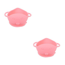 2Pièces Assiettes Silicone Bébé Porc Rose Résistantes