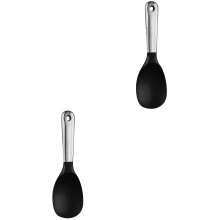 2Pièces Ustensiles Cuisine Cuillères Silicone Noir Résistantes