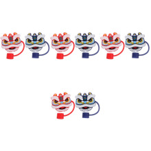 8St Herbruikbare Siliconen Rietjes Beschermkapjes Assorti Voor Feest