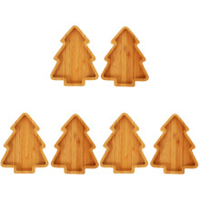 6St Duurzaam Bamboe Kerstboom Bord, Snacks & Serveerschaal