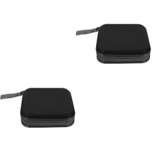 2St Cd Zipper Case Zwart Met Grote Capaciteit Voor Auto En Huishouden