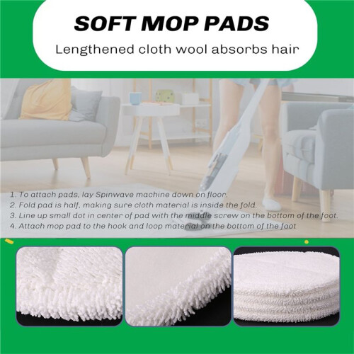 4 Pack Soft Contact Mop Pads Replacement For  Spinwave 2039A 2124 Powered Hard Floor Mop 2
