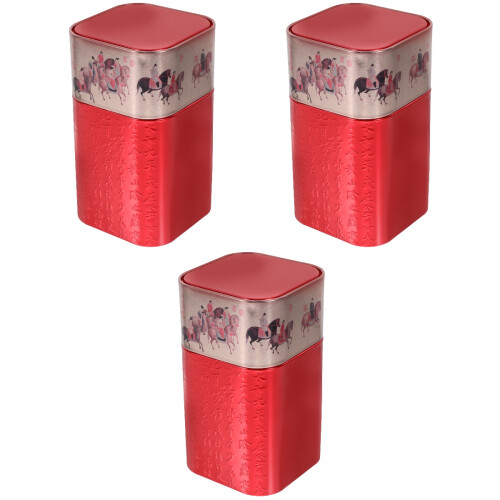 3Stk Luftdichte Tee Dosen Aus Weißblech, Rot, Für 1