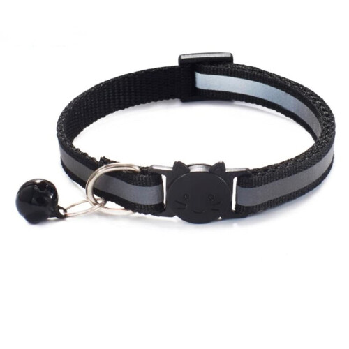 Qinao 2Pack Cat Collars Quick Release Reflective Kitten Collar with Bell & Safety Release (Black) 1