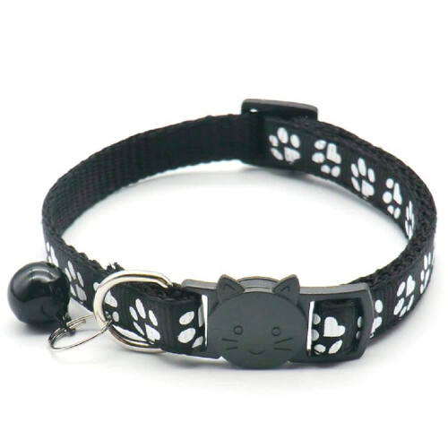 Qinao 2Pack Cat Collars Quick Release Reflective Kitten Collar with Bell & Safety Release (Black) 2