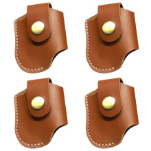 4Pièces Étui Cuir Marron Clair Multifonction Pour Briquet Voyage