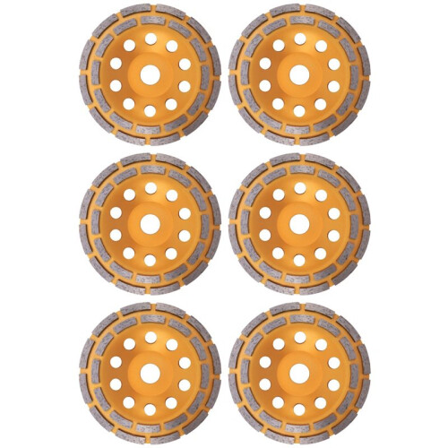 6pcs 150Mm 7 Inch Diamond 2 Row Segment Grinding Wheel Sanding Disc Sander Grinder Cup Abrasive Tools 22Mm Hole