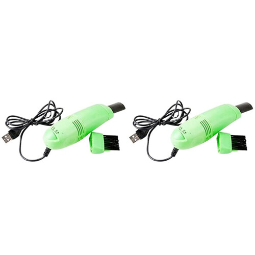 2X USB  Vacuum Cleaner Keyboard Tool PC Notebook Computer Brush Dust Removal Kit Computer Cleaning Tool, Green
