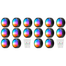 16X Puck-Leuchten mit Fernbedienung, 16-Farbige RGB-LED-Unterschrankleuchten, Kabellose, Batteriebetriebene Puck-Leuchten für Schrank, Schlafzimmer