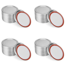 96 PCS Mason Jar Lids, Regular Mouth Canning Lids Reusable Split-Type Leak Proof Canning Lids with Silicone Seals Rings