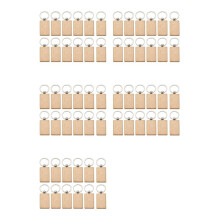 60 Pcs Blank Houten Sleutelhanger Rechthoek Sleutelhanger Tags Hout Sleutelhangers Sleutelhanger voor DIY