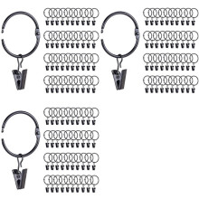 126 Pack Openable Curtain Rings with Clips, 1 Inch Interior Diameter, Heavy Duty Rustproof Decorative Vintage Drapery