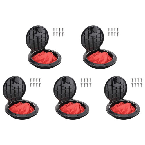 5X Kit de Placa de Convés de 6 Polegadas Escotilha de Convés de Caiaque com Bolsa de Armazenamento para Equipamento de Pesca de  de Caiaque Preto