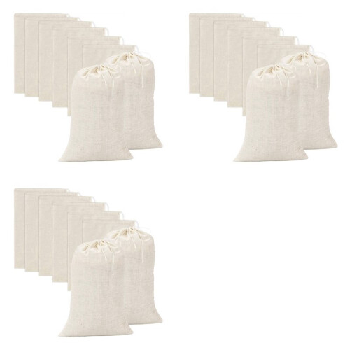 60 Peças Grandes Sacos de Musselina, Sacos de Algodão com Cordão, Sacos para Infusão de Chá (8 X 12 Polegadas)