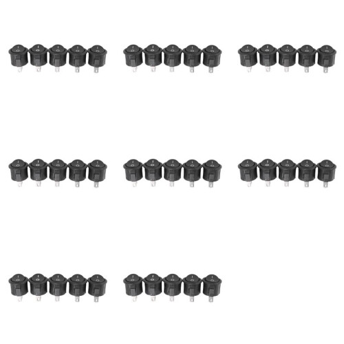 40 Pcs SPST Black Button /Off Round Rocker  AC 6A/125V 3A/250V